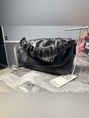 Urban Expressions Suprer Soft Black Crossbody Bag with Ruched shoulder strap